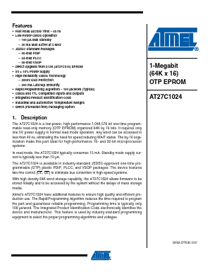 AT27C1024-45PC Datasheet PDF Atmel Corporation