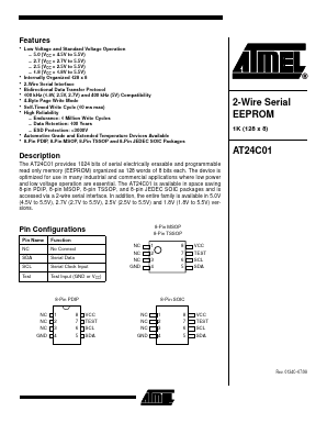 AT24C01-10MI Datasheet PDF Atmel Corporation