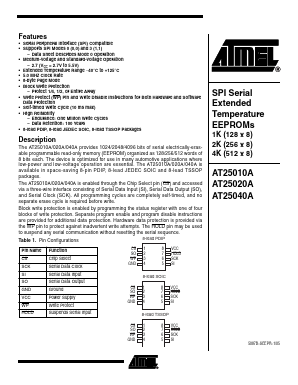 AT25040A-10PQ-2.7 Datasheet PDF Atmel Corporation