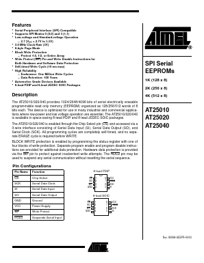 AT25020 Datasheet PDF Atmel Corporation