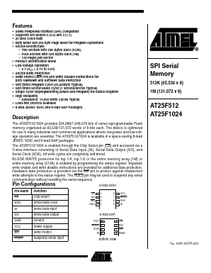 AT25F1024N-10SI-2.7 Datasheet PDF Atmel Corporation