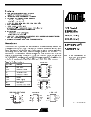 AT25HP256-10PU-1.8 Datasheet PDF Atmel Corporation