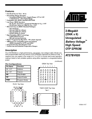 AT27BV020-12TI Datasheet PDF Atmel Corporation