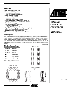 AT27C4096-70VC Datasheet PDF Atmel Corporation