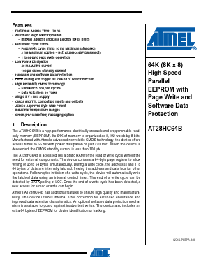 AT28HC64B-70SI Datasheet PDF Atmel Corporation