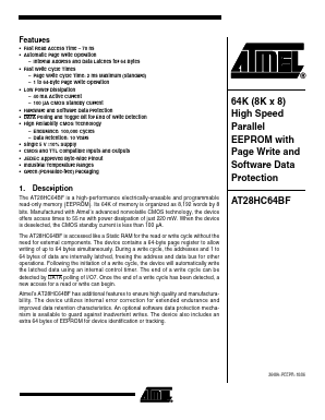 AT28HC64BF-90JU Datasheet PDF Atmel Corporation