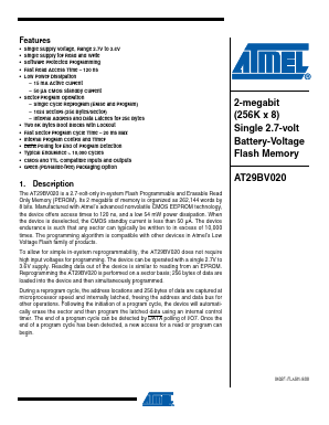 AT29BV020-15 Datasheet PDF Atmel Corporation