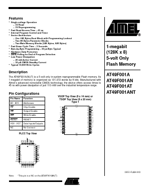 AT49F001A-45VI Datasheet PDF Atmel Corporation