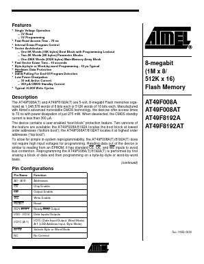 AT49F008AT-70CI Datasheet PDF Atmel Corporation