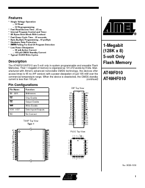 AT49HF010-45JI Datasheet PDF Atmel Corporation