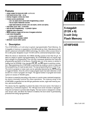 AT49F040B Datasheet PDF Atmel Corporation
