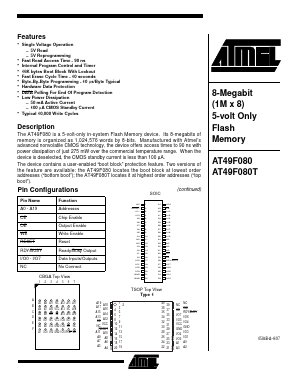 AT49F080-90RI Datasheet PDF Atmel Corporation