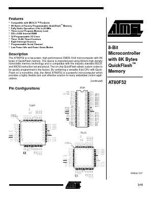 AT80F52-20PI Datasheet PDF Atmel Corporation