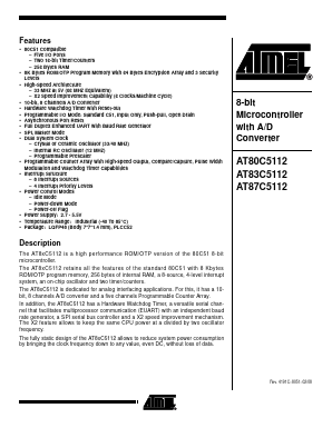 AT80C5112-RKRIL Datasheet PDF Atmel Corporation