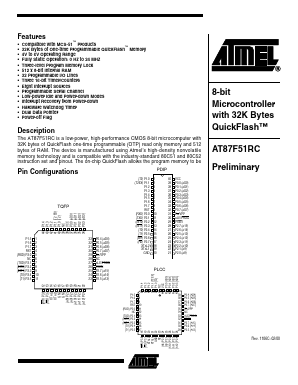 AT87F51RC-16AC Datasheet PDF Atmel Corporation