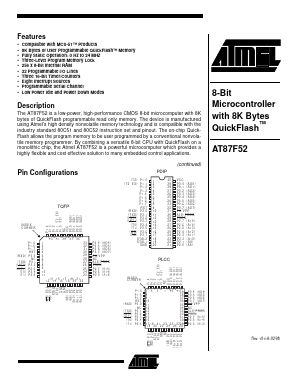 AT87F52-24JI Datasheet PDF Atmel Corporation