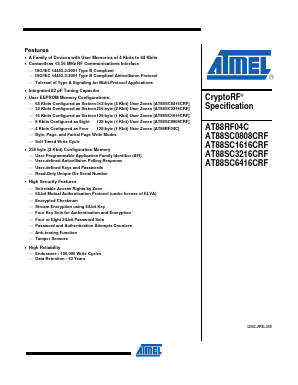 AT88SC3216CRF-MR1 Datasheet PDF Atmel Corporation