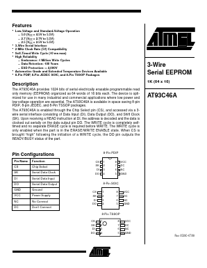 AT93C46A-10SI Datasheet PDF Atmel Corporation