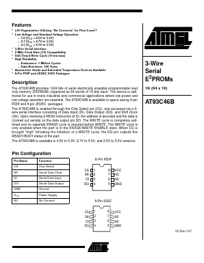 AT93C46B-10SI-2.5 Datasheet PDF Atmel Corporation