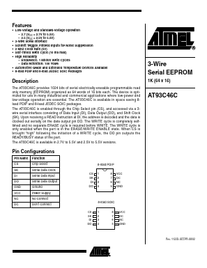 AT93C46C-10SI-2.7 Datasheet PDF Atmel Corporation