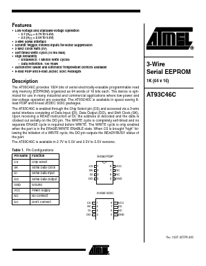 AT93C46C-10PI-2.5 Datasheet PDF Atmel Corporation