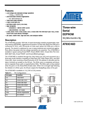 AT93C46D-PU Datasheet PDF Atmel Corporation