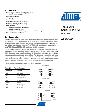 AT93C46E-PU Datasheet PDF Atmel Corporation