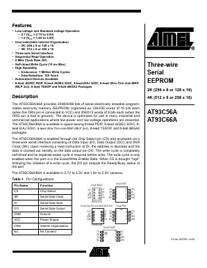 AT93C56A-10PU-2.7 Datasheet PDF Atmel Corporation