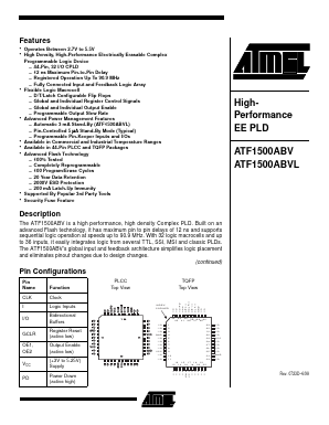ATF1500ABV-15JI Datasheet PDF Atmel Corporation