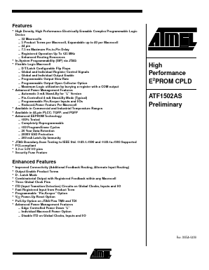 ATF1502AS-10QI44 Datasheet PDF Atmel Corporation