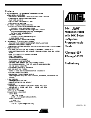 ATMEGA165PV Datasheet PDF Atmel Corporation