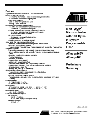 ATMEGA165 Datasheet PDF Atmel Corporation