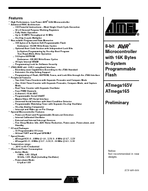 ATMEGA165 Datasheet PDF Atmel Corporation