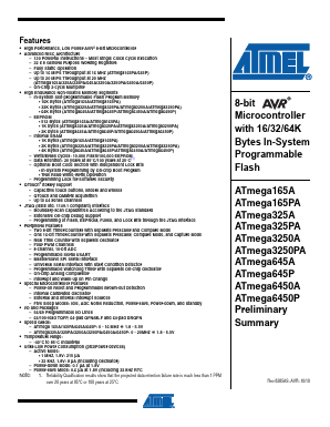 ATMEGA645A-AU Datasheet PDF Atmel Corporation