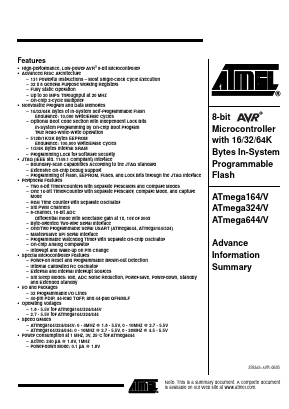 ATMEGA644-20MU Datasheet PDF Atmel Corporation