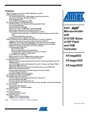 ATMEGA32U2 Datasheet PDF Atmel Corporation