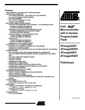 ATMEGA6450V-8AJ Datasheet PDF Atmel Corporation