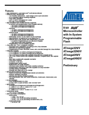 ATMEGA3290-16AI Datasheet PDF Atmel Corporation