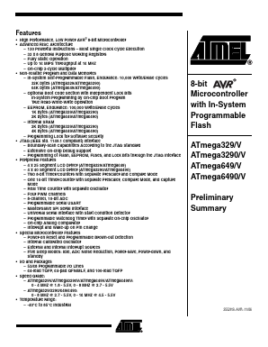 ATMEGA329V-16MU Datasheet PDF Atmel Corporation