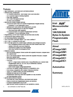 ATMEGA32M1-15AZ Datasheet PDF Atmel Corporation