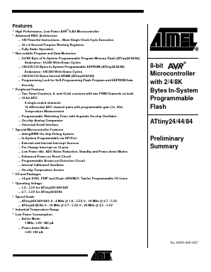 ATTINY24V-10PU Datasheet PDF Atmel Corporation