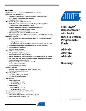 ATTINY24V-10SSU Datasheet PDF Atmel Corporation