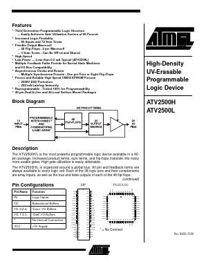ATV2500H-25DC Datasheet PDF Atmel Corporation
