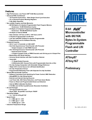 ATTINY87-SUR Datasheet PDF Atmel Corporation