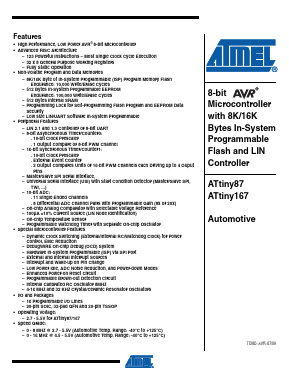 ATTINY87-15XZ Datasheet PDF Atmel Corporation