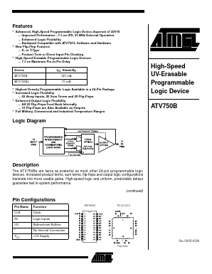 ATV750B-15JI Datasheet PDF Atmel Corporation