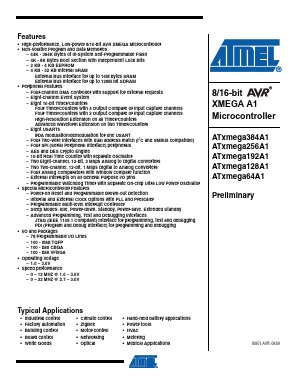 ATXMEGA64A1 Datasheet PDF Atmel Corporation