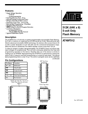 AT49F512 Datasheet PDF Atmel Corporation