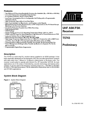 T5743P3-TG Datasheet PDF Atmel Corporation