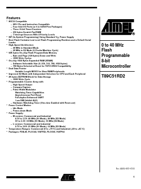 T89C51RD2-SMSCL Datasheet PDF Atmel Corporation